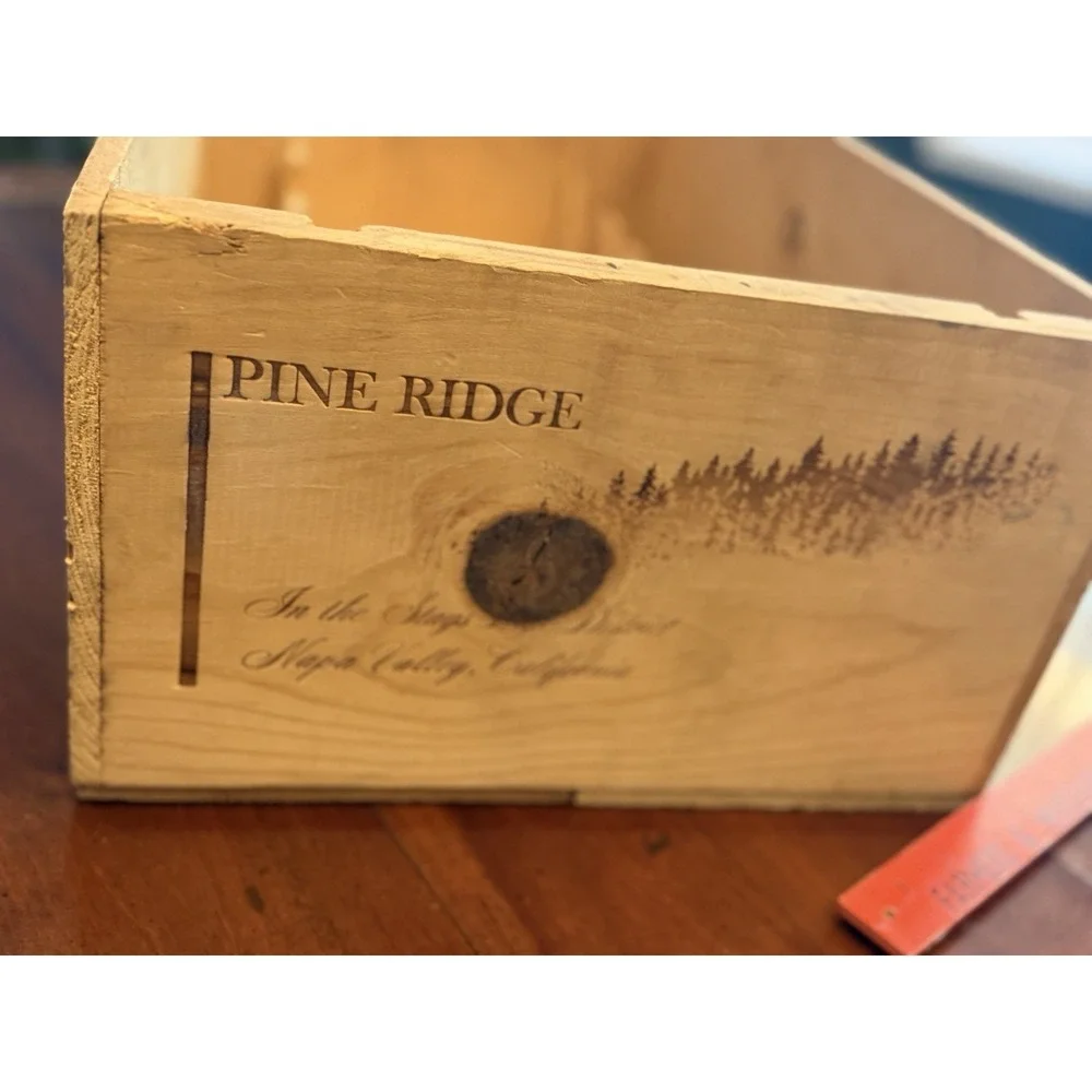 Pine Ridge Vineyards Napa Valley Wooden Wine Crate Box Storage Shabby Chic